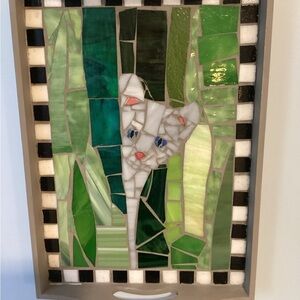 Mixed media Mosaic Cat Wall Art. New.